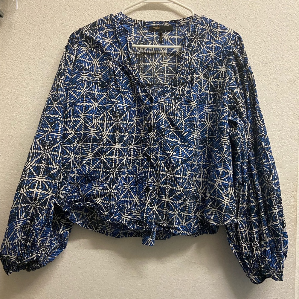 Maje Cotik Printed Cotton Blouse